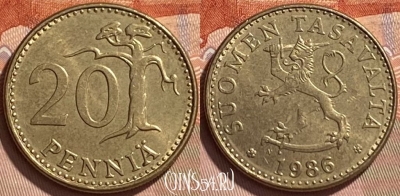 Финляндия 20 пенни 1986 года, KM# 47, 091r-030