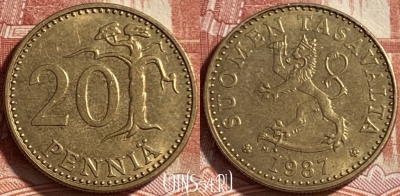 Финляндия 20 пенни 1987 года, KM# 47, 492р-025