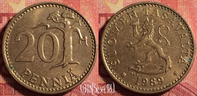 Финляндия 20 пенни 1989 года, KM# 47, 167j-002