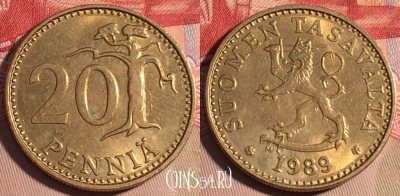 Финляндия 20 пенни 1989 года, KM# 47, 199a-047