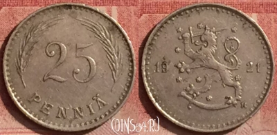 Финляндия 25 пенни 1921 года, KM# 25, 068l-087
