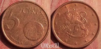 Финляндия 5 евроцентов 2001 года, KM# 100, 410n-114