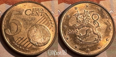 Финляндия 5 евроцентов 2002 года, KM# 100, 467s-568