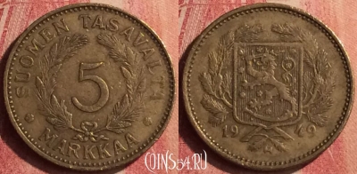 Финляндия 5 марок 1949 года, KM# 31a, 383n-048