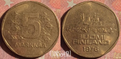 Финляндия 5 марок 1976 года, KM# 53, 199i-085