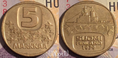 Финляндия 5 марок 1979 года, KM# 57, 184a-040