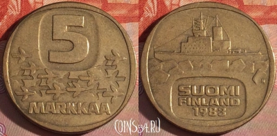 Финляндия 5 марок 1983 года, KM# 57, 124b-089