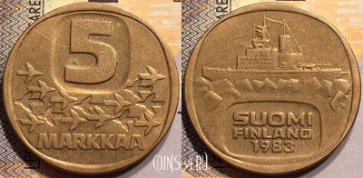 Финляндия 5 марок 1983 года, KM# 57, 139-006