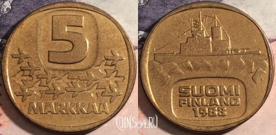 Финляндия 5 марок 1983 года, KM# 57, 168-114