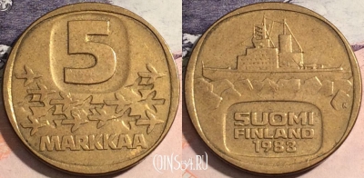 Финляндия 5 марок 1983 года, KM# 57, 170-133