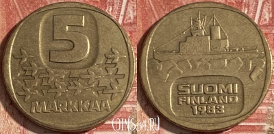 Финляндия 5 марок 1983 года, KM# 57, 193r-068