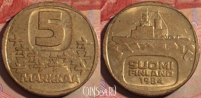 Финляндия 5 марок 1984 года, KM# 57, 144b-104