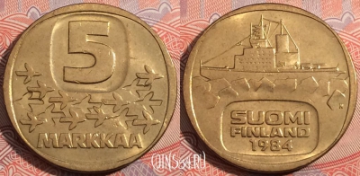 Финляндия 5 марок 1984 года, KM# 57, b080-104