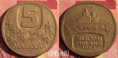 Финляндия 5 марок 1985 года, KM# 57, 256i-090