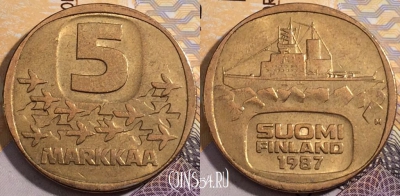 Финляндия 5 марок 1987 года, KM# 57, 187-006