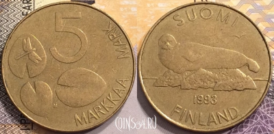 Финляндия 5 марок 1993 года, KM# 73, 141-121