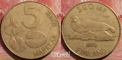 Финляндия 5 марок 1993 года, KM# 73, 206-143