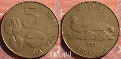 Финляндия 5 марок 1993 года, KM# 73, 344-086