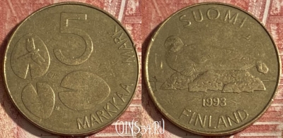Финляндия 5 марок 1993 года, KM# 73, 347r-023