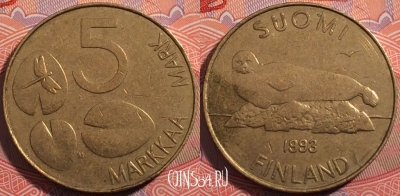 Финляндия 5 марок 1993 года, KM# 73, a065-132