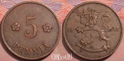Финляндия 5 пенни 1935 года, KM# 22, 242-019