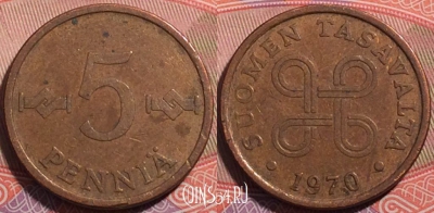 Финляндия 5 пенни 1970 года, KM# 45, a055-153