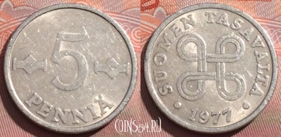 Финляндия 5 пенни 1977 года, KM# 45a, 254a-133