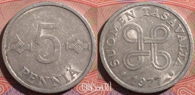 Финляндия 5 пенни 1977 года, KM# 45a, a055-181