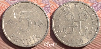 Финляндия 5 пенни 1978 года, KM# 45a, 095c-076