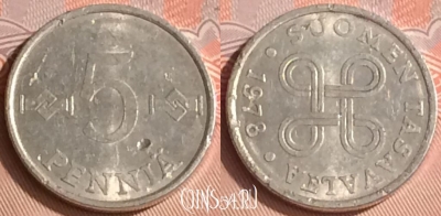 Финляндия 5 пенни 1978 года, KM# 45a, 308o-110