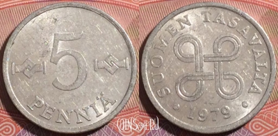 Финляндия 5 пенни 1979 года, KM# 45a, a055-177