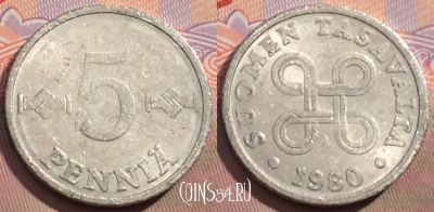 Финляндия 5 пенни 1980 года, KM# 45a, 149a-004
