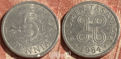 Финляндия 5 пенни 1984 года, KM# 45a, 271p-097