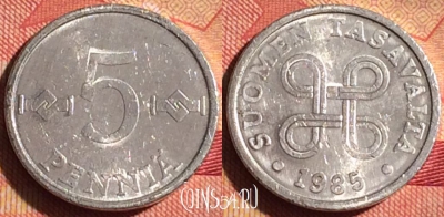 Финляндия 5 пенни 1985 года, KM# 45a, 233i-034