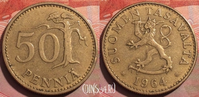 Финляндия 50 пенни 1964 года, KM# 48, 254a-113