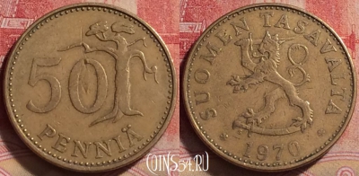 Финляндия 50 пенни 1970 года, KM# 48, 224j-020