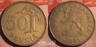 Финляндия 50 пенни 1971 года, KM# 48, 226a-072