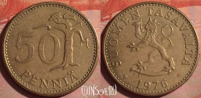 Финляндия 50 пенни 1976 года, KM# 48, 044i-127