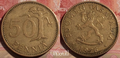Финляндия 50 пенни 1976 года, KM# 48, 215-118