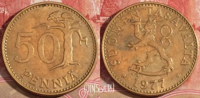 Финляндия 50 пенни 1977 года, KM# 48, 220-037