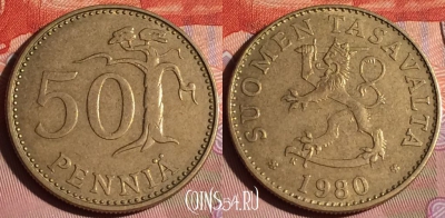 Финляндия 50 пенни 1980 года, KM# 48, 203c-067