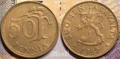 Финляндия 50 пенни 1982 года, KM# 48, 139-111