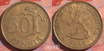 Финляндия 50 пенни 1986 года, KM# 48, a136-046