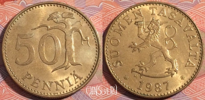 Финляндия 50 пенни 1987 года M, KM# 48, 181-068