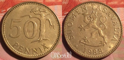 Финляндия 50 пенни 1988 года, KM# 48, 226a-088