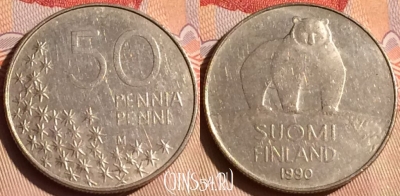 Финляндия 50 пенни 1990 года, KM# 66, 446-048