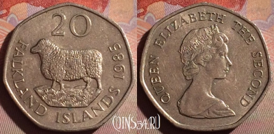 Фолклендские острова 20 пенсов 1985 г., KM# 17, 330g-017