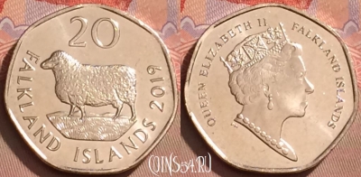Фолклендские острова 20 пенсов 2019 года, UNC, 117l-041