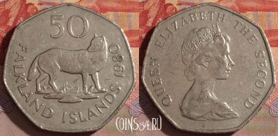 Фолклендские острова 50 пенсов 1980 г., KM# 14.1, 078c-007
