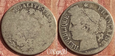 Франция 1 франк 1871-1895 года Ag, KM# 822, 095p-073 ♛